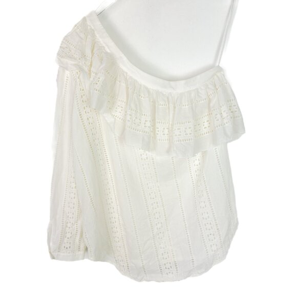 Veronica Beard Cruz Eyelet One Shoulder Top Ivory White Size 4 EUC - Picture 9 of 14